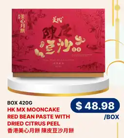88 Supermarket HK MX MOONCAKE RED BEAN PASTE WITH DRIED CITRUS PEEL offer