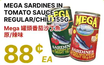 88 Supermarket Mega sardines in tomato sauce offer