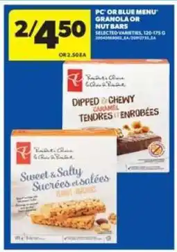 Real Canadian Superstore PC or Blue Menu Granola or Nut Bars offer