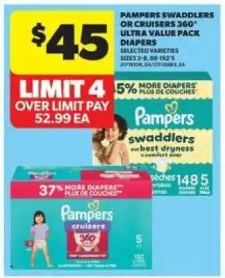 Real Canadian Superstore Pampers Swaddlers or Cruisers 360° ultra value pack diapers offer