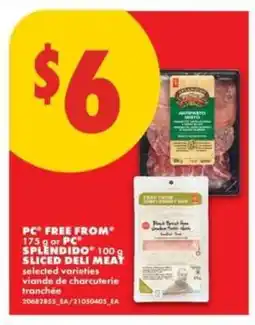 No Frills PC Free From or PC Splendido Sliced Deli Meat offer