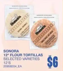 Wholesale Club Sonora 12" flour tortillas offer