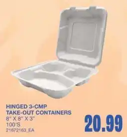 Wholesale Club Hinged 3-cmp take-out containers offer