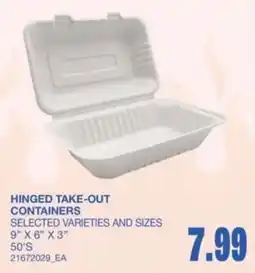 Wholesale Club Hinged take-out containers offer