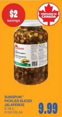 Wholesale Club Sunspun pickled sliced jalapeños offer