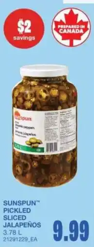 Wholesale Club Sunspun pickled sliced jalapeños offer