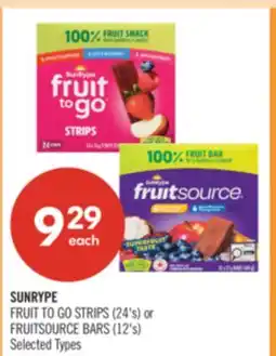 Shoppers Drug Mart SUNRYPE FRUIT TO GO STRIPS (24's) or FRUITSOURCE BARS (12's) offer