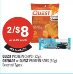 Shoppers Drug Mart QUEST PROTEIN CHIPS (32g), GRENADE or QUEST PROTEIN BARS (60g) offer