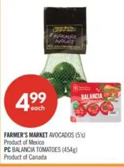 Shoppers Drug Mart FARMER'S MARKET AVOCADOS (5's) PC BALANCIA TOMATOES (454g) offer