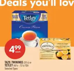 Shoppers Drug Mart TAZO, TWININGS (20's) or TETLEY (40's - 72's) TEA offer
