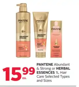 Rexall PANTENE Abundant & Strong or HERBAL ESSENCES 1L Hair Care offer
