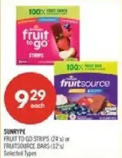 Shoppers Drug Mart Sunripe fruit to go strips or fruitsource bars offer