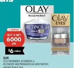 Shoppers Drug Mart Olay eyes treatments, regenerist or regenerist max premium facial moisturizers offer