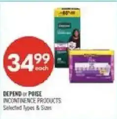 Shoppers Drug Mart Depend or Poise incontinence products offer