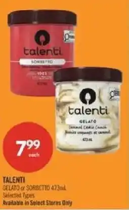 Shoppers Drug Mart Talenti gelato or sorbetto offer