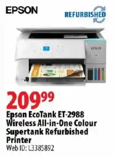 London Drugs Epson EcoTank ET-2988 Wireless All-in-One Colour Supertank Refurbished Printer offer