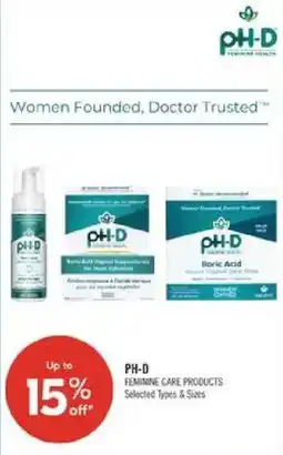 Shoppers Drug Mart Ph-d feminine care products offer