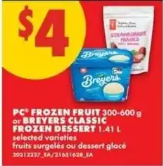 No Frills PC frozen fruit or Breyers classic frozen dessert offer