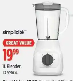 Canadian Tire Simplicite 1L Blender offer