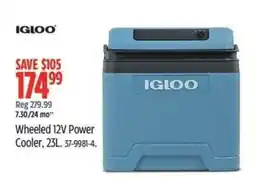 Canadian Tire Igloo wheeled 12v power cooler offer
