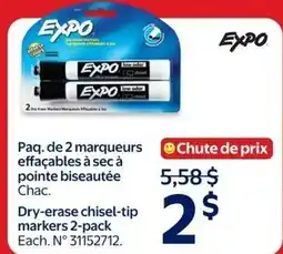 Walmart Expo dry-erase chisel-tip markers 2-pack offer