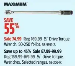 Canadian Tire Maximum 1/2" Drive Torque Wrench offer