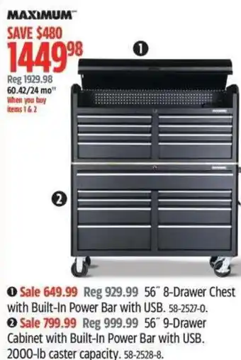 Canadian Tire Maximum 56" 8-Drawer Chest with Built-In Power Bar with USB offer