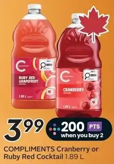 Safeway Compliments Cranberry or Ruby Red Cocktail offer