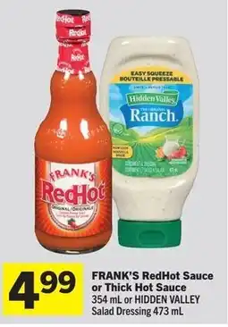 Foodland Frank's RedHot Sauce or Thick Hot Sauce or Hidden Valley Salad Dressing offer