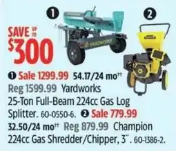 Canadian Tire Yardworks 25-ton full-beam 224cc gas log splitter offer