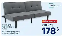 Walmart Mainstays 67" Studio grey futon offer