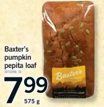 Fortinos Baxter's pumpkin pepita loaf offer