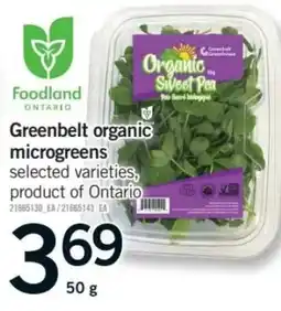 Fortinos Greenbelt organic microgreens offer