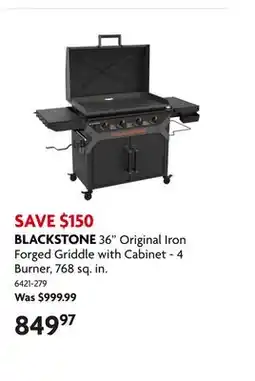 Home Hardware 36 Original Iron Forged Griddle with Cabinet - 4 Burner, 768 sq. in offer