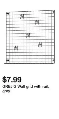 IKEA GREJIG Wall grid with rail, gray offer