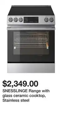 IKEA SNESSLINGE Range with glass ceramic cooktop, Stainless steel offer