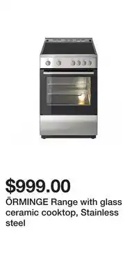 IKEA ÖRMINGE Range with glass ceramic cooktop, Stainless steel offer