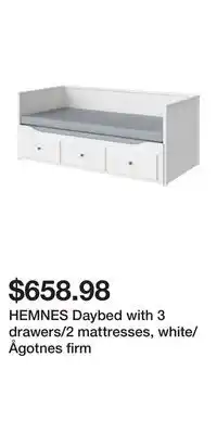 IKEA HEMNES Daybed with 3 drawers/2 mattresses, white/Ågotnes firm offer