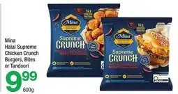 Highland Farms Mina Halal Supreme Chicken Crunch Burgers, Bites or Tandoori offer