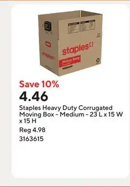 Staples Staples Heavy Duty Corrugated Moving Box - Medium - 23 L x 15 W x 15 H offer