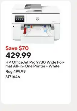 Staples HP OfficeJet Pro 9730 Wide Format All-in-One Printer - White offer