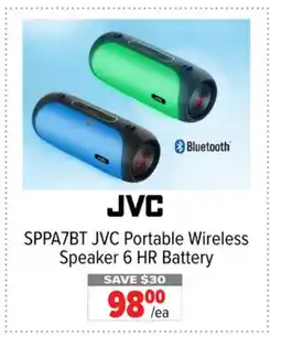 2001 Audio Video SPPA7BT JVC Portable Wireless Speaker 6 HR Battery offer