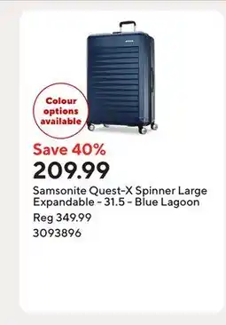 Staples Samsonite Quest-X Spinner Large Expandable - 31.5 - Blue Lagoon offer
