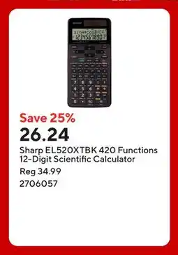 Staples Sharp EL520XTBK 420 Functions 12-Digit Scientific Calculator offer