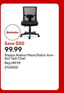 Staples Staples Radnor Mesh/Fabric Armless Task Chair offer