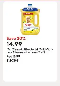 Staples Mr. Clean Antibacterial Multi-Surface Cleaner - Lemon offer