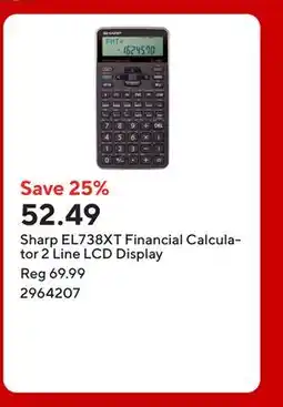 Staples Sharp EL738XT Financial Calculator 2 Line LCD Display offer