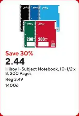 Staples Hilroy 1-Subject Notebook, 10-1/2 x 8, 200 Pages offer