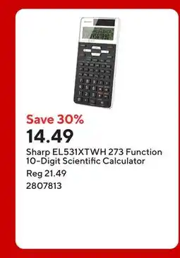 Staples Sharp EL531XTWH 273 Function 10-Digit Scientific Calculator offer
