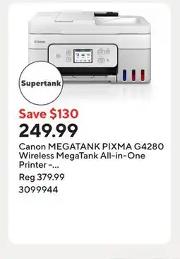 Staples Canon MEGATANK PIXMA G4280 Wireless MegaTank All-in-One Printer - White offer